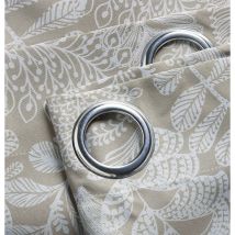 Ferndown Leaves Blackout Eyelet Curtains Ready Made Fully Lined Curtain Pair Cream 90x72 - Cream