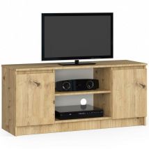 TV Schrank AKORD Fernsehkommode 120 cm Eiche Artisan 2 Türen 2 Ebenen B120 x H55 x T40 cm