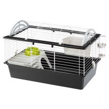 Ferplast - Jaula Conejos casita 80 - Espaciosa, Techo Abatible, Escalera Frontal, Clips de Seguridad - Fácil Mantenimiento, Accesorios Incluidos