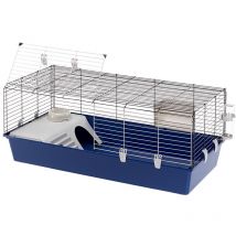 Ferplast - Jaula Conejos Rabbit 120 - Gran Espacio con Casita, Lado Frontal Abatible, Clips de Seguridad - Fácil Limpieza, Accesorios Incluidos - 118