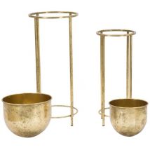 Set Mit 2 Goldfarbenen Metall-pflanzgefäßen Lumai