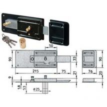 Ferroglietto applicare catenaccio 5 mandate e scrocco cilindro fisso 1.7852 - MM.50 (1.7852/714)