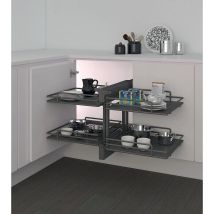 Ferrure 839 Compact 2 Pour Meubles D'Angle - Ellite - Reversible - Ouverture De 414 Mm - Titanium - Inoxa Srl