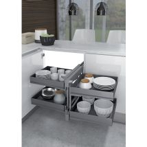 Inoxa - Ferrure 839 Compact 2 Pour Meubles D'Angle - Ikona - Reversible - Ouverture De 414 Mm - Anthracite