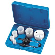 Kit scies cloche hydraulique en mallette 9 pieces pour perceuse Fervi 0712/008