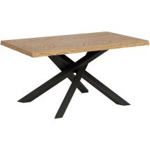 Ausziehbarer Tisch 90x160/210 cm Versalux entrindete Eiche mit anthrazitfarbenen Beinen