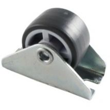 Bockrad aus Gummi mit Platte und glatter Achse mit zwei Befestigungen, grau, max. laden. 40 kg. ø 2,5 cm