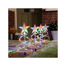 Festive - Set of 4 Spiral Pathfinder Christmas Trees Lights Multicolour