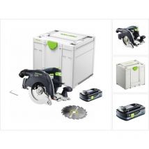 Hkc 55 EB-Basic Scie circulaire à capot basculant sans fil, sans balai 18 v, 160 mm + 1x Batterie 4,0 Ah + Systainer - sans chargeur (576163)