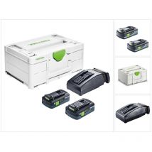 Festool - SYS3 eng 18V Set d'Energie: 2x Batteries 4,0 Ah + Chargeur TCL6 + Coffret Systainer (576811)