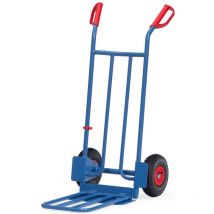 Fetra Sackkarre mit Klappschaufel – Tragkraft 250 kg – Höhe 1150 mm – Breite 620 mm – Tiefe 849 mm – Gewicht 14,5 kg – Radgröße 260 x 85 mm