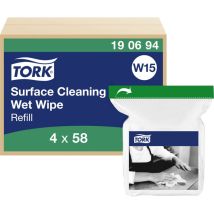 Tork Reinigungstücher 1-lagig – 4 Nachfüllpackungen mit je 58 Tüchern – Hohe Saugfähigkeit – Duftfrei – Professionelle Qualität