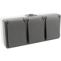 Feuchtraum Dreifachsteckdose Serie Secure Aufputz Ip44 250v Grau 3-fach Steckdose