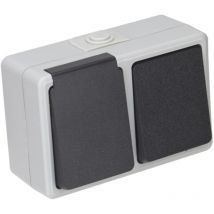 Feuchtraum Kombination horizontal Steckdose Schalter Serie taff Aufputz IP44 250V grau