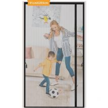 Tonffi - Magnet Fliegengitter Tür, 90x200 cm Schwarz Insektenschutz Balkontür, Fliegengittertür Ohne Bohren, Automatisch Verschließen Moskitonetz Für