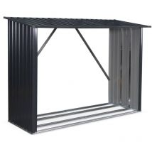 Alice's Garden Feuerholzregal aus feuerverzinktem Stahl – 2 Ster – 215x87x155 cm – Anthrazitgrau