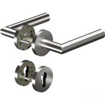 Feuerschutzgarnitur CORE+8906/6501/6612 aus Aluminium – Türstärke 38-63 mm – Durchmesser 55 mm – Drückerlänge 135 mm – Gewicht 705 g