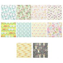 Feuille de tissu 10 pièces tissu en coton oeufs lapin tissu imprimé Pâques matelassage patchwork tissus