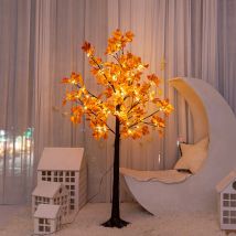 Coocheer - Feuille d'érable à led - 120 cm - 48 led - Décoration d'automne - Fonctionne à pieux - Blanc chaud - Décoration feuilles d'automne
