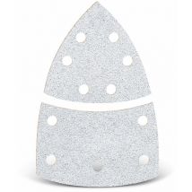 White Feuilles abrasives auto-agrippantes, 93 / 62 x 102 mm, 11 trous, p. Ponceuses delta, Corindon normal (Lot de 50) G60 - Menzer