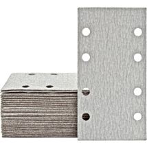 Shark Feuilles abrasives auto-agrippantes, 180 x 93 mm, 8 trous, p. Ponceuses vibrantes, Corindon normal (Lot de 50) G80 - Miotools