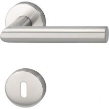 Marchesi - Drückergarnitur gehrung - auf Rosette bb, 38 - 45, Edelstahl matt