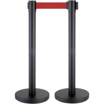 2 Führungspfosten mit rotem einziehbarem Gurt Rot