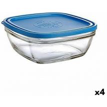 Duralex - Fiambrera cuadrada con tapa freshbox azul 3 l 23 x 23 x 9 cm (4 unidades)