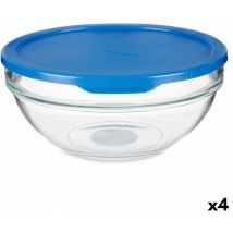 Pasabahce - Fiambrera redonda con tapa chefs azul 1,135 l 17,2 x 7,6 x 17,2 cm (4 unidades)