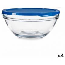 Pasabahce - Fiambrera redonda con tapa chefs azul 2,5 l 23,7 x 10,1 x 23,7 cm (4 unidades)
