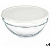 Pasabahce - Fiambrera redonda con tapa chefs blanco 1,7 l 21 x 9 x 21 cm (4 unidades)