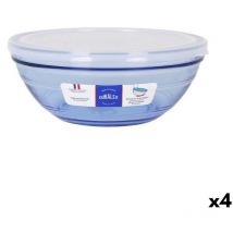 Duralex - Fiambrera Redonda con Tapa Cristal Azul ø 20,5 cm (4 Unidades)