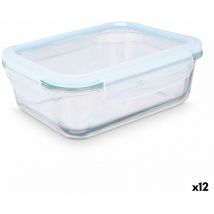 Fiambrera transparente silicona vidrio de borosilicato 1 l 22 x 7 x 16,5 cm (12 unidades)