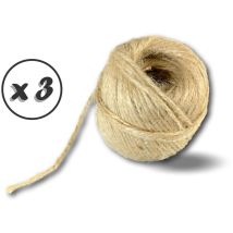 Ficelle jute Résistance à la rupture 30 kg ø 2 mm x 90 m Corde naturelle - Quantité x 3 - 30 kg - 2 mm - 90 m