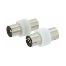 Adaptateur coaxial Dhome 1 Femelle/Femelle - 1 Mâle/Mâle - diamètre 9,52 mm - Boîte de 2