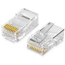 Ugreen - Fiche à paire torsadée RJ45 8P8C utp Cat. 5 5e transparent 100 pièces.