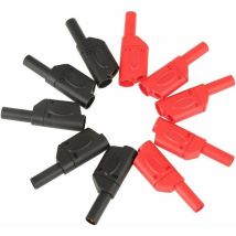 Jalleria - Fiche Connecteurs Bananes enfichables 4 mm de sécurité entièrement isolés Rouge Noir 10 pièces