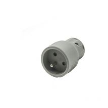 Fiche électrique femelle 2 pôles + terre connexion en haut, 16 A gris