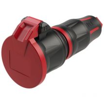 PCE - 25712-sr Fiche électrique femelle avec terre 250 v noir/rouge IP54