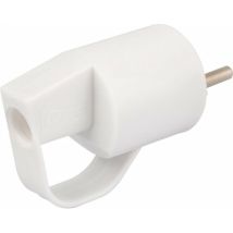 Fiche plastique 2p+t-10/16 a male blanc avec anneau