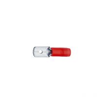Fiche plate mâle isolée rouge pour languette 6.3x0,8mm. Section: 0,5 à 1,5mm² (820E)