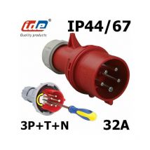 Fiche tétrapolaire inverseur de phase 32A IP44