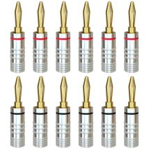 Laoa - Fiches banane 6 paires de connecteurs de haut-parleur audio plaqués or 24 carats à verrouillage à vis pour fil de haut-parleur, plaques