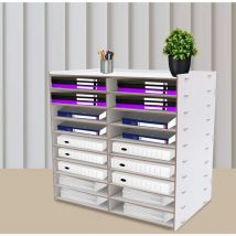 Gojoy - Fichier littérature Organisateur Bureau trieur bureau bureau lettre plateau organisateur pour Bureau à domicile école blanc (9 niveaux)