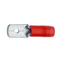 100 fiche plates males rouges 6.3x0,8mm (B820E)