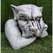 Anaparra - Figura de Cabeza de Gargola Perro de hormigón piedra 42x37x33cm.