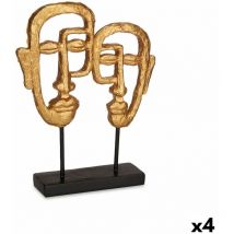Figura decorativa cara dorado 27 x 32,5 x 10,5 cm (4 unidades)