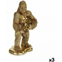 Figura decorativa gorila guitarra dorado 16 x 39 x 27 cm (3 unidades)