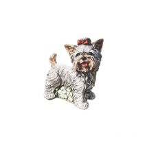 Anaparra - Figura jardín Perro Yorkshire de piedra. 23X26cm. Color