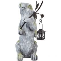 Beliani - Figura decorativa MgO conejo de Pascua decoración de jardín interior exterior gris Nolay